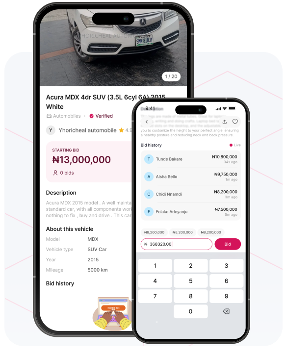 Lumina app — place a bid in real time